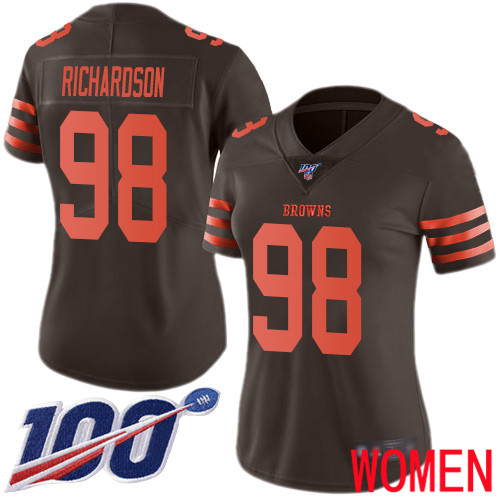 Cleveland Browns Sheldon Richardson Women Brown Limited Jersey #98 NFL Football 100th Season Rush Vapor Untouchable->women nfl jersey->Women Jersey